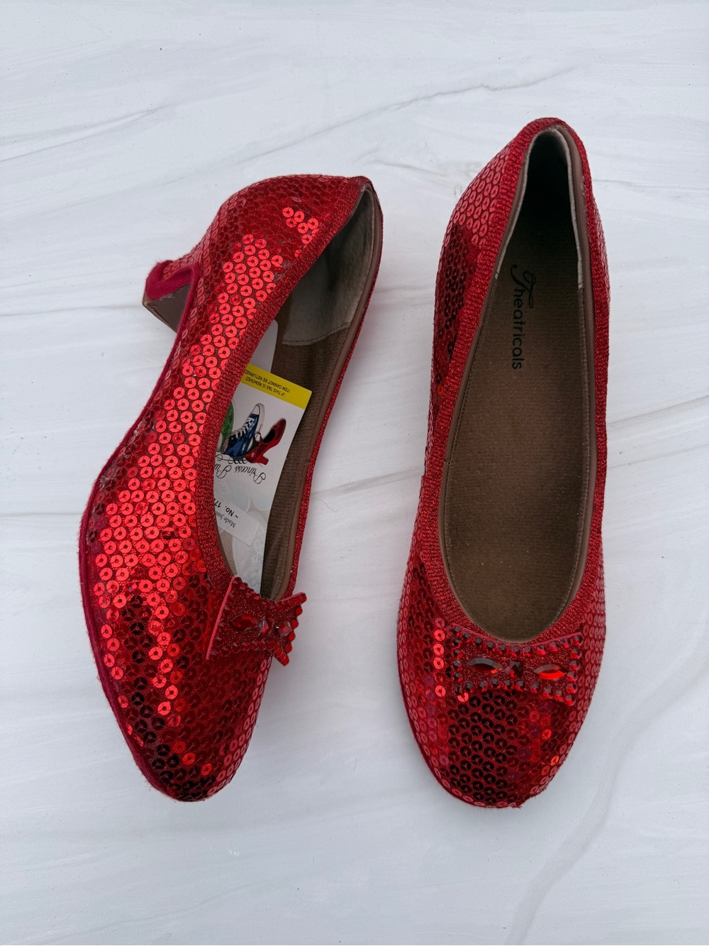 Red Sequin French Scoop Heels with Gemstone Bow
